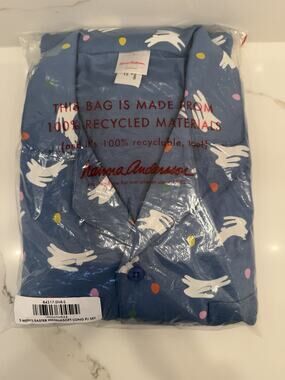 Men’s Hanna Andersson Easter Hannasoft Long Pajama Set Blue Bunny Print Soft sm